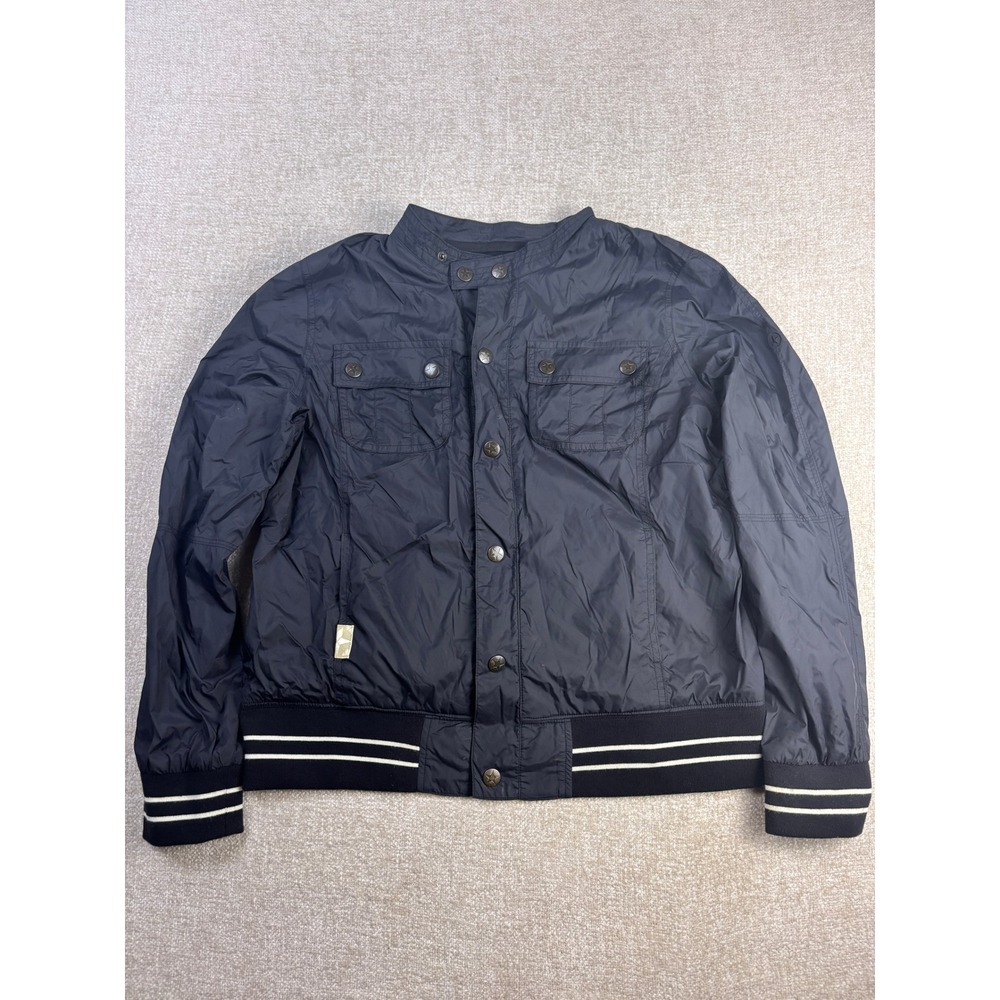 Converse One Star Womens XL Navy Blue Nylon Bomber Jacket Snap Front